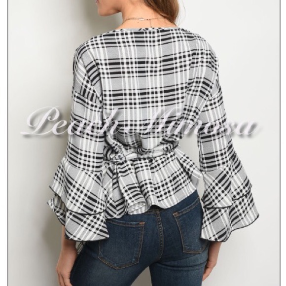 Plaid wrap top - Picture 3 of 3
